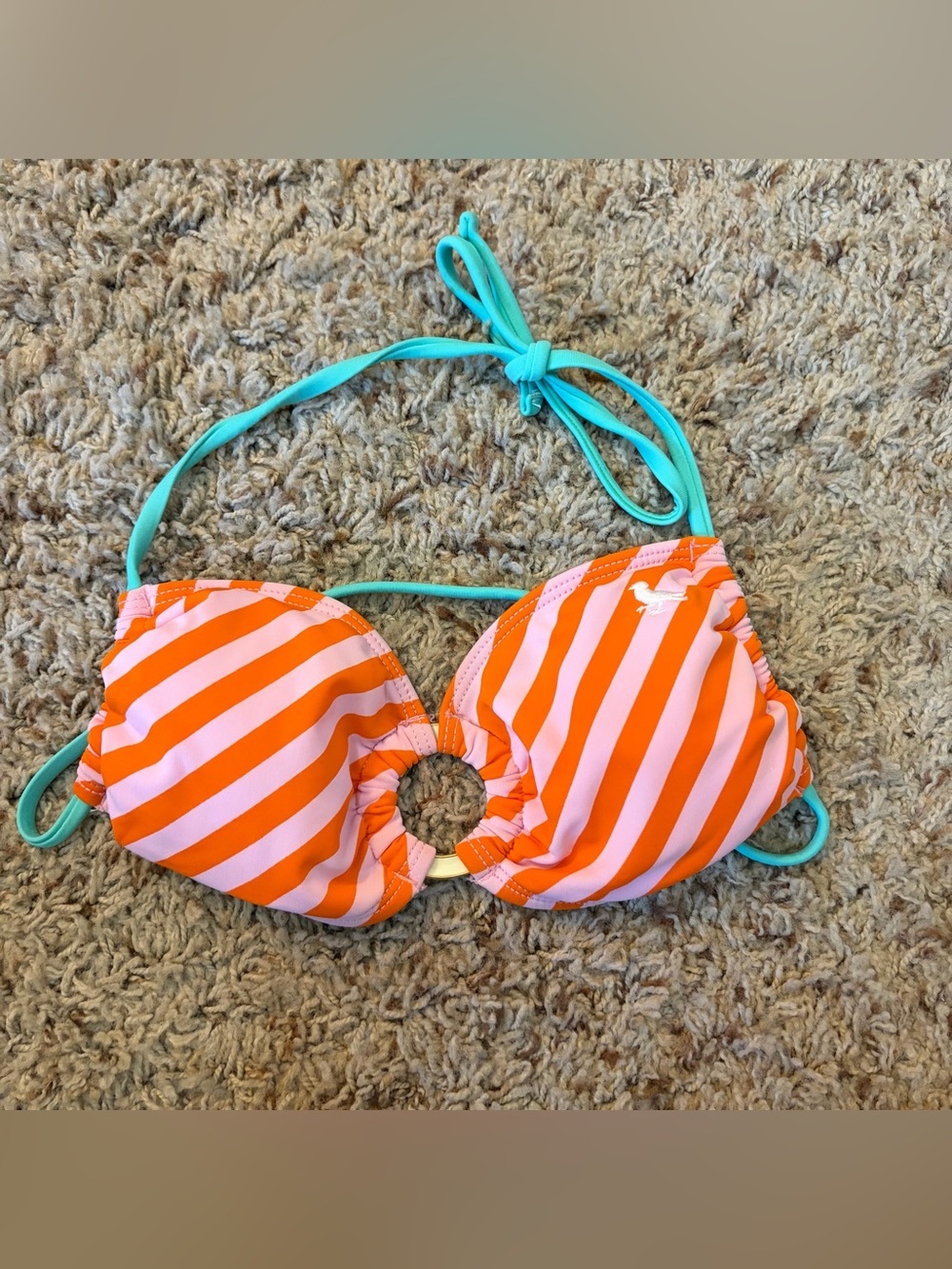 Modern Amusement Pink and Orange Bikini Top Small - Picture 1 of 5